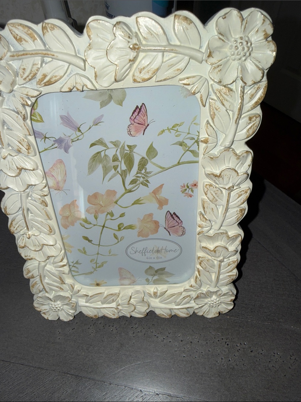 Sheffield Home Cream Floral Carved Picture Frame with Distressed Accents